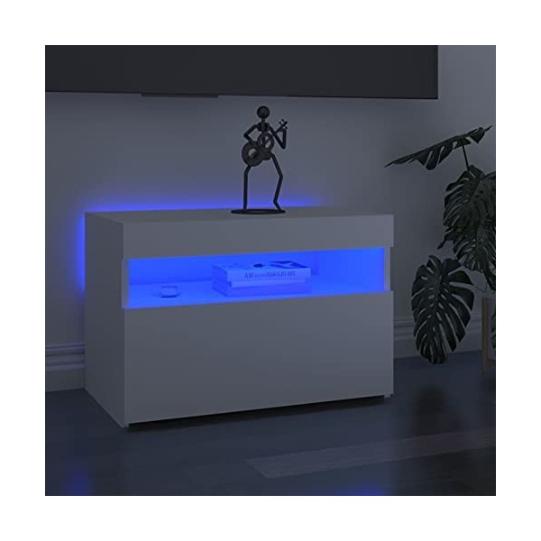 ZEYUAN Meubles TV avec lumières LED 2 pcs Blanc 60x35x40 cm,Meuble TV,Meuble TV Moderne,Meuble de Salon