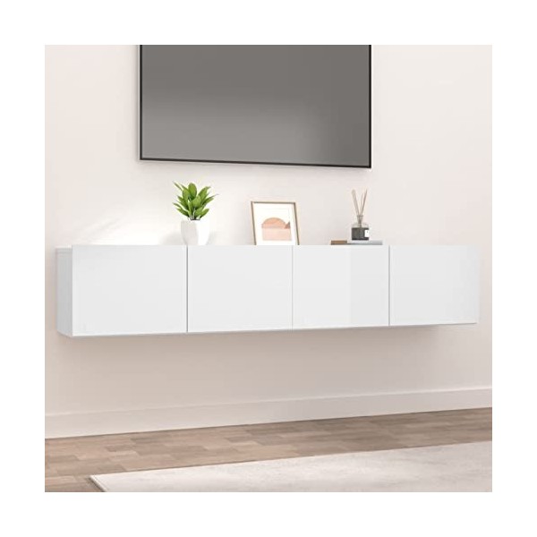 ZEYUAN Meubles TV 2 pcs Blanc Brillant 80x30x30 cm Bois dingénierie,Meuble TV,Meuble TV Moderne,Meuble de Salon