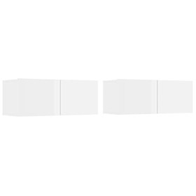 ZEYUAN Meubles TV 2 pcs Blanc Brillant 80x30x30 cm Bois dingénierie,Meuble TV,Meuble TV Moderne,Meuble de Salon