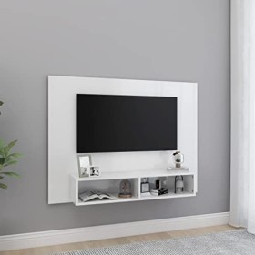 Keyur Meuble TV Suspendu, Meuble TV Mural Design Étagère Murale pour Télévision Meuble TV Mural Blanc Brillant 120x23,5x90 cm