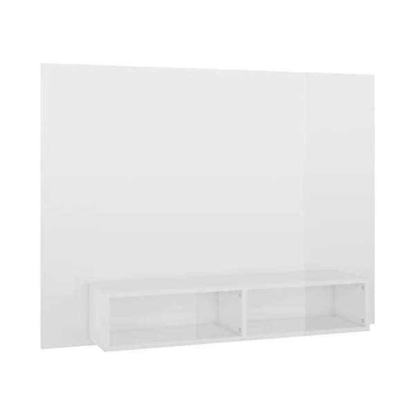 Keyur Meuble TV Suspendu, Meuble TV Mural Design Étagère Murale pour Télévision Meuble TV Mural Blanc Brillant 120x23,5x90 cm