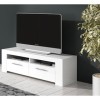Loungitude - Meuble TV avec 2 portes et 2 niches de rangement L120 cm - Blanc