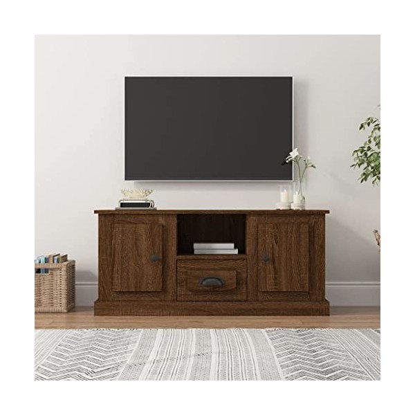 Higsose Meuble TV Salon Chêne Marron 100x35,5x45 cm Bois dingénierie Armoire Télévision Dessus Stable et Robuste Vitrine da