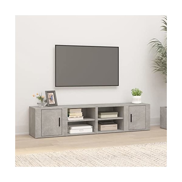 Higsose Meubles TV 2 Pcs Gris Béton 80x31,5x36 cm Bois dingénierie Design Tendance Armoire Multimédia Grand Espace de Rangem