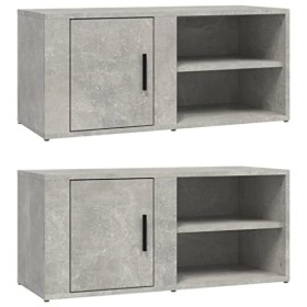 Higsose Meubles TV 2 Pcs Gris Béton 80x31,5x36 cm Bois dingénierie Design Tendance Armoire Multimédia Grand Espace de Rangem