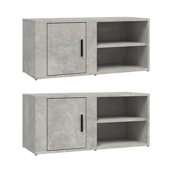 Higsose Meubles TV 2 Pcs Gris Béton 80x31,5x36 cm Bois dingénierie Design Tendance Armoire Multimédia Grand Espace de Rangem