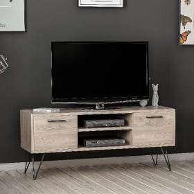 Homemania Meuble TV en Panneau de Particules, métal, Bois, Noir