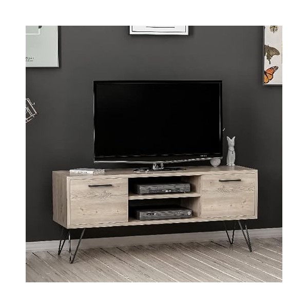 Homemania Meuble TV en Panneau de Particules, métal, Bois, Noir