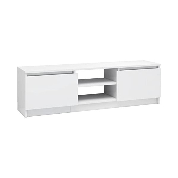 MOONAIRY Meuble TV Support de télévision Console de Rangement Meuble TV Salon Moderne Table Télévision Meuble TV Blanc Brilla