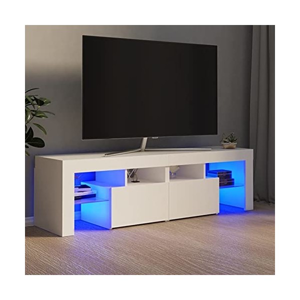 MOONAIRY Meuble TV Support de télévision Console de Rangement Meuble TV Salon Moderne Table Télévision Meuble TV avec lumière