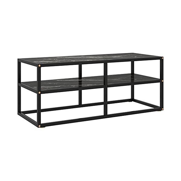 Meuble TV, Meuble TV Meuble TV Console de Rangement Meuble TV Meuble TV Meuble TV Noir avec Verre Marbre Noir 100x40x40 cm