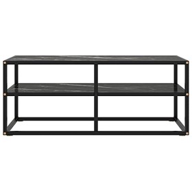 Meuble TV, Meuble TV Meuble TV Console de Rangement Meuble TV Meuble TV Meuble TV Noir avec Verre Marbre Noir 100x40x40 cm