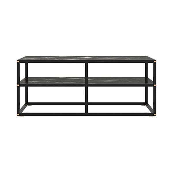 Meuble TV, Meuble TV Meuble TV Console de Rangement Meuble TV Meuble TV Meuble TV Noir avec Verre Marbre Noir 100x40x40 cm