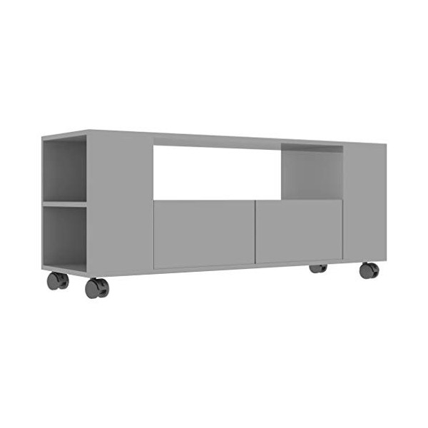 Tidyard Meuble TV Salon/Support de TV Salon avec roulettes Gris Brillant 120 x 35 x 43 cm Aggloméré