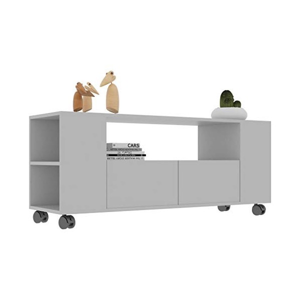 Tidyard Meuble TV Salon/Support de TV Salon avec roulettes Gris Brillant 120 x 35 x 43 cm Aggloméré