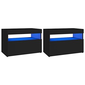 Meubles TV avec lumières LED 2 pcs Noir 60x35x40 cm - Meuble télé, Meuble TV Industriel, Meuble Chambre, Convient pour Salon 