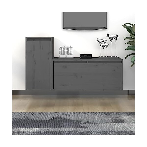 WREWING Meuble TV,Support pour Téléviseur Jusqu’à 50-80 Pouces,Table Télé avec Étagères Réglables,Bas Table TV Support de Tél