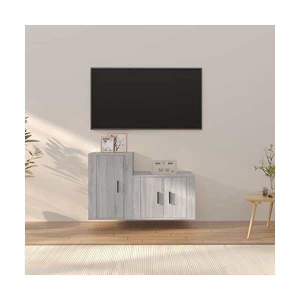 VEEKI Meuble TV, Meuble TV Suspendu, Meuble TV Industriel, Meuble TV Bois, Meuble Chambre, Convient pour Salon ou Chambre, En