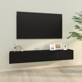 VEEKI Meuble TV, Meuble TV Suspendu, Meuble TV Industriel, Meuble TV Bois, Meuble Chambre, Convient pour Salon ou Chambre, Me