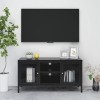 Générique Meuble TV Noir 105x35x52 cm Acier et Verre,20.88 KG,336058, Meubles, Meubles TV