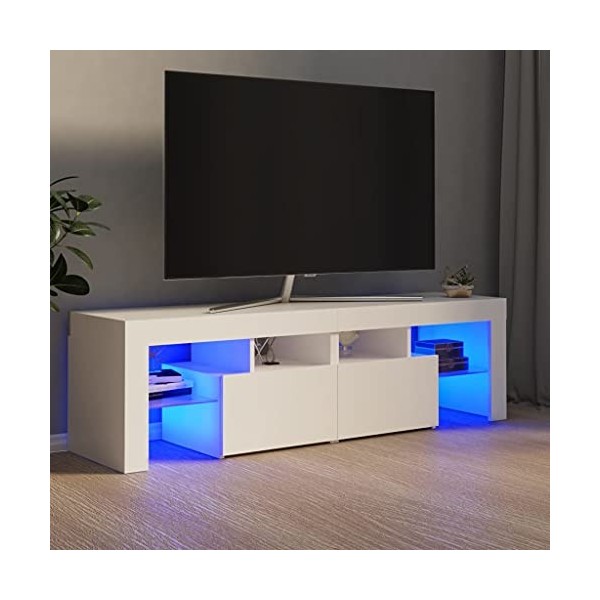 FAMIROSA Meuble TV avec Lumières LED Gris béton 140x35x40 cm-4368