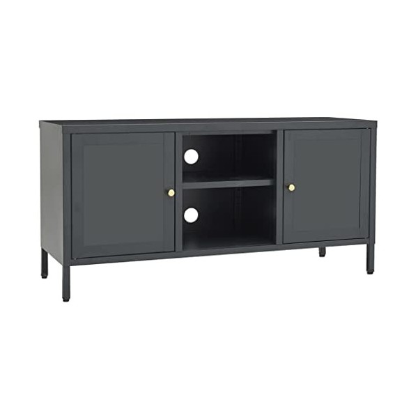 Générique Meuble TV Anthracite 105x35x52 cm Acier et Verre,20.76 KG,336060, Meubles, Meubles TV