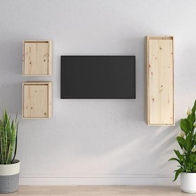 Générique Meubles TV 3 pcs Bois Massif de pin,17.35 KG,3100164, Meubles, Meubles TV