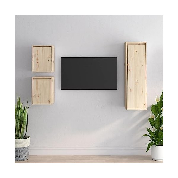 Générique Meubles TV 3 pcs Bois Massif de pin,17.35 KG,3100164, Meubles, Meubles TV