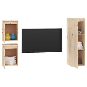 Générique Meubles TV 3 pcs Bois Massif de pin,17.35 KG,3100164, Meubles, Meubles TV