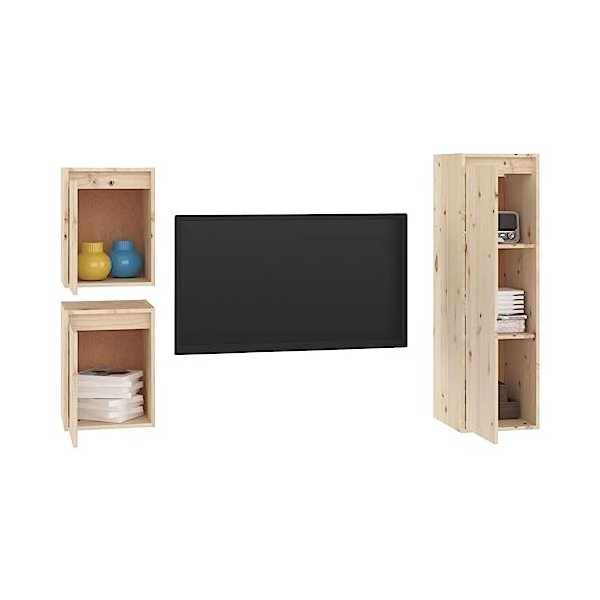 Générique Meubles TV 3 pcs Bois Massif de pin,17.35 KG,3100164, Meubles, Meubles TV