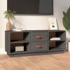 FAMIROSA Meuble TV Gris 100x34x40 cm Bois de pin Massif 14KG 