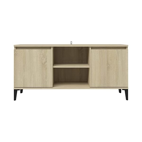 Meuble dangle pour télévision avec pieds en métal couleur chêne Sonoma 103,5 x 35 x 50 cm stable + espace de rangement fonct