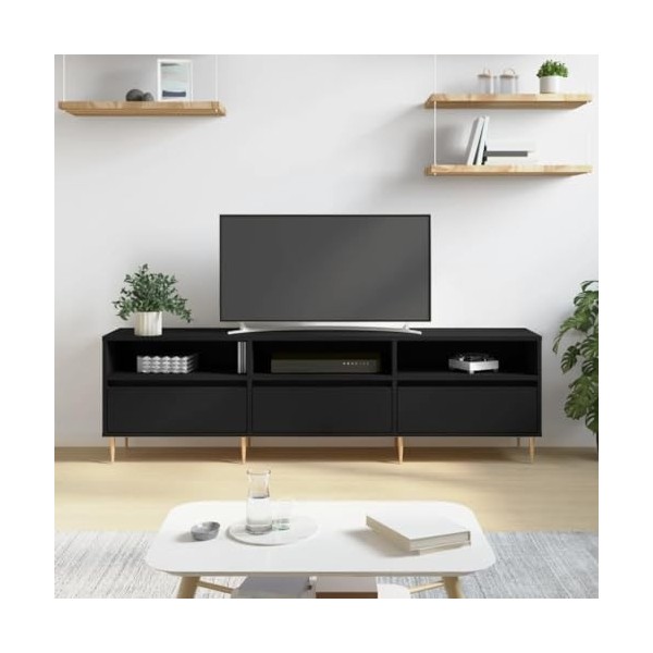 FAMIROSA Meuble TV Noir 150x30x44,5 cm Bois dingénierie 26KG -1269