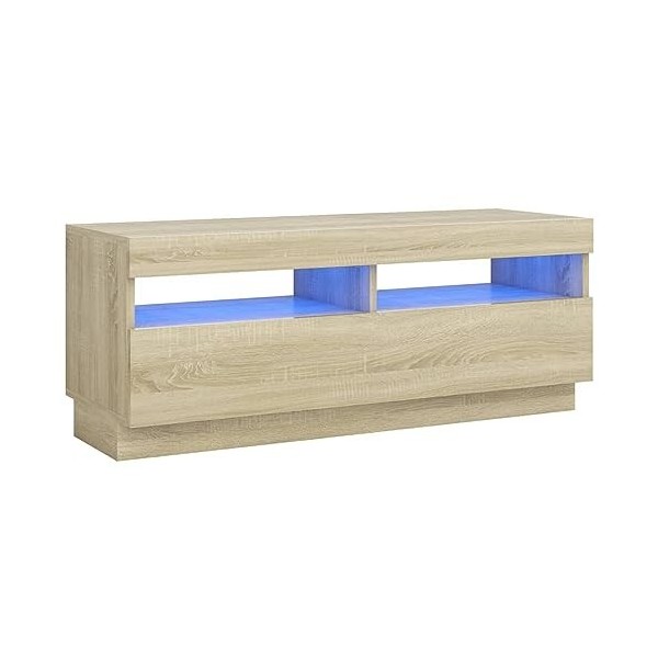 Camerina Meuble TV avec lumières LED Chêne Sonoma 100x35x40 cm,Meuble TV,Meuble TV Moderne,Meuble de Salon