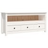 Générique Meuble TV Blanc 114x35x52 cm Bois de pin Massif,15.8 KG,821503, Meubles, Meubles TV