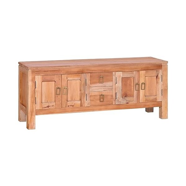 JUNZAI Meuble TV 110x30x45 cm Bois dacajou Massif,Meuble TV,Table Basse Salon Meuble TV,Table Basse LED Couleurs