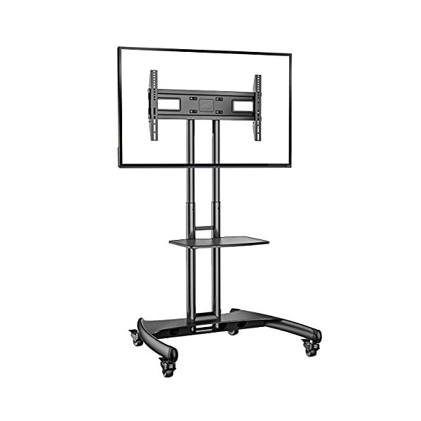 Ergosolid Chariot TV Meuble Télé Support avec Roulette Pied Pivotant et Réglable en Hauteur de 32 à 70 Pouces VESA Max de 600