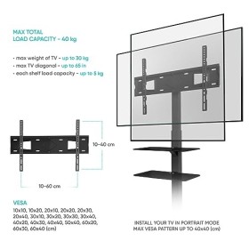 ONKRON TS5550 Support TV sur ped, Pied de Sol pour télé Meuble pour téléviseur de 32 à 65 Pouces Noir