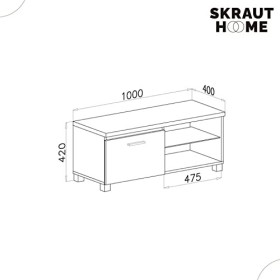 Skraut Home | Meuble TV Modulable De Salon | 42 x 100 x 40 cm | Système Déclairage LED Intégré | Convient pour TV 32/40/43" 
