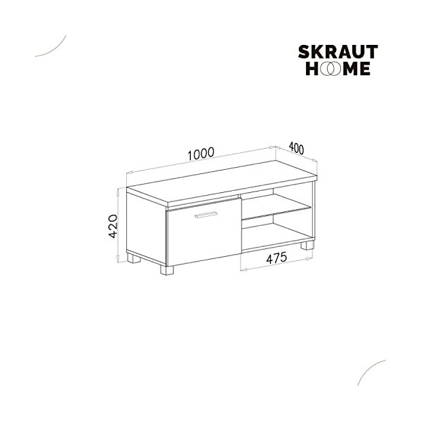 Skraut Home | Meuble TV Modulable De Salon | 42 x 100 x 40 cm | Système Déclairage LED Intégré | Convient pour TV 32/40/43" 