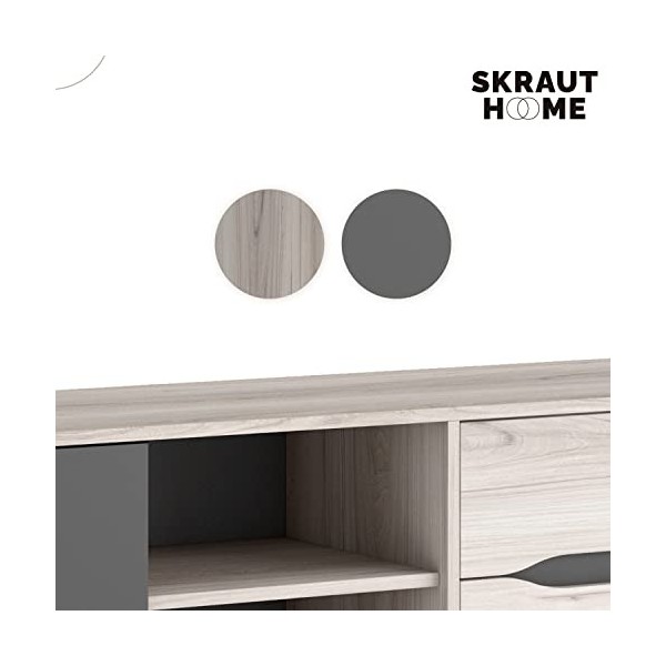 Skraut Home | Meuble TV De Salon | 51 x 113 x 40 cm | Convient Aux Téléviseurs 32/40/42/50" | Modèle Kai | Structure De Coule