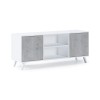 Skraut Home | Meuble TV pour Salon | 57 X 137 X 40 cm | Convient pour TV 32/40/50/55/60" | Modèle Wind 140 | Blanc Mat | 2 Po