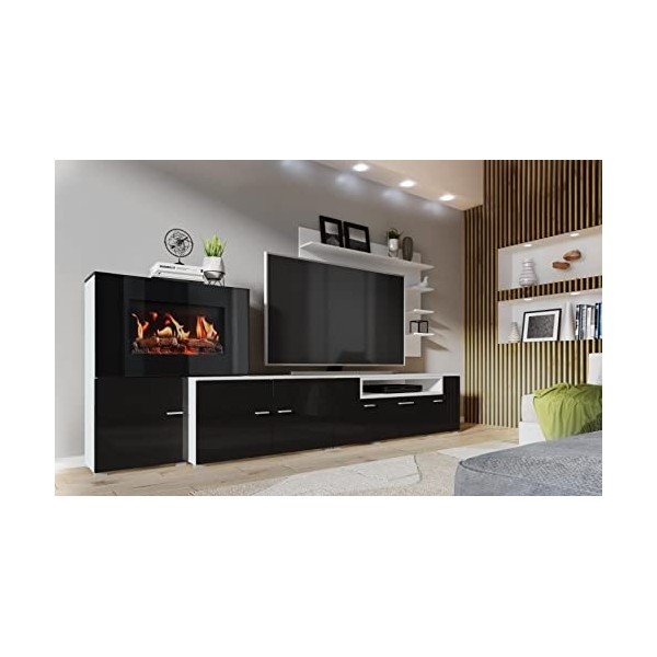 Skraut Home | Meuble TV pour Salon | 57 X 137 X 40 cm | Convient pour TV 32/40/50/55/60" | Modèle Wind 140 | Blanc Mat | 2 Po