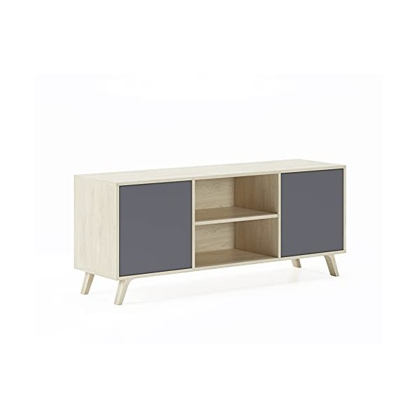 Skraut Home | Meuble TV pour Salon | 57 X 140 X 40 cm | Convient pour TV 32/40/50/55/60" | Modèle Wind 140 | Puccini | 2 Port