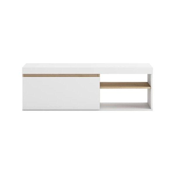 Skraut Home TV 120 Blanco/Naturale Blanc/Naturel, 120x40x41cm