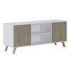 Skraut Home - Meuble TV pour Salon - 57 x 140 x 40 cm - Convient pour TV 32/40/50/55/60" - Modèle Wind 140 - Blanc Mat - 2 Po