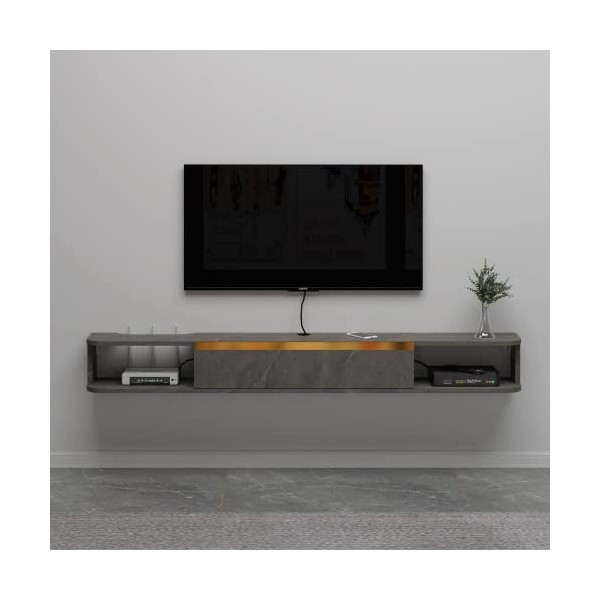 Pmnianhua Meuble TV bas suspendu - Meuble TV flottant fixé au mur - Pour divertissement, console de médias - Grande armoire d