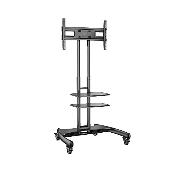 Ergosolid Chariot TV Meuble Télé Support avec Roulette Pied Pivotant et Réglable en Hauteur de 32 à 70 Pouces VESA Max de 600