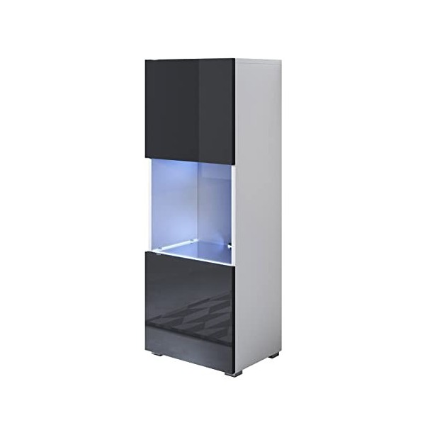 MB Muebles Bonitos | Vitrine Armoire Meuble de Rangement Luke V3 | Largeur 40 x Hauteur 128 x Profundeur 29 cm | Avec LED | M