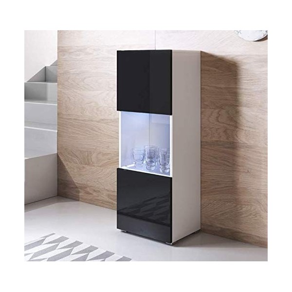 MB Muebles Bonitos | Vitrine Armoire Meuble de Rangement Luke V3 | Largeur 40 x Hauteur 128 x Profundeur 29 cm | Avec LED | M